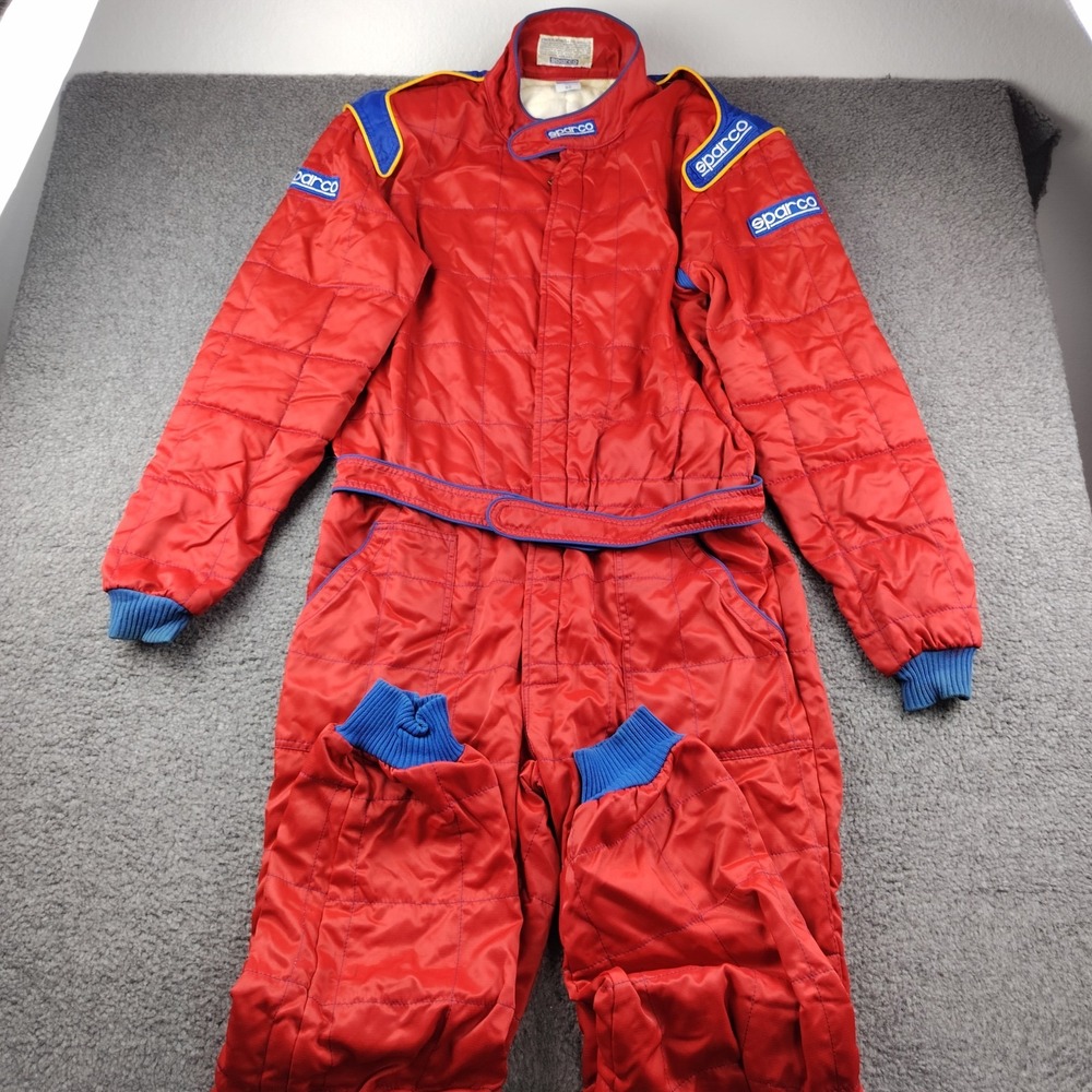 Sparco Coverall Men Size 62 Vintage Racing Karting Red Italy Quilted Suit